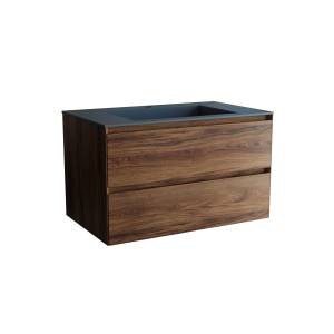 Тумба с раковиной Vincea Luka 800 2 выкатных ящика, C.Oak, раковина серая