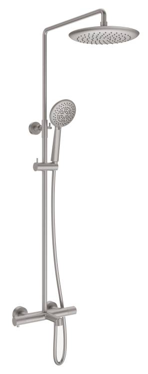 Душевая стойка Vincea Desire VSFS-1D1TBN термостатическая, с изливом, вороненая сталь