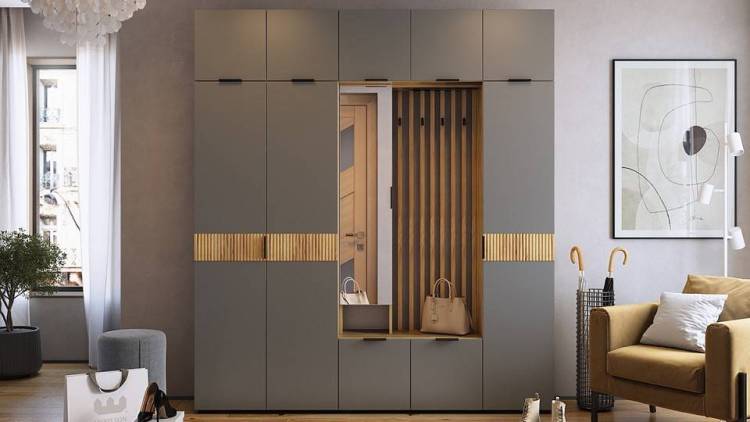 Стенка для прихожей Mebelson Бери К1 ПК01Бери.2564 дуб крафт золотой/графит