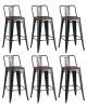 Набор из 6 полубарных стульев Stool Group Tolix YD-H675E-W LG-01 X6 черный глянцевый, темное дерево, со спинкой