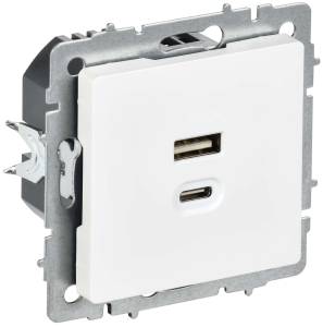 Розетка USB type A+C IEK Brite BR-U22-045-K91 арктический белый
