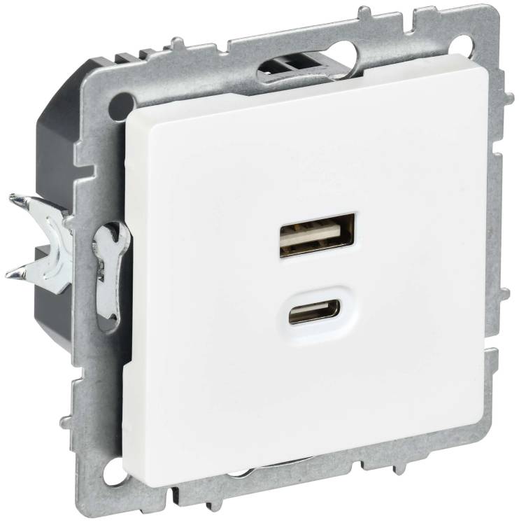 Розетка USB type A+C IEK Brite BR-U22-045-K91 арктический белый