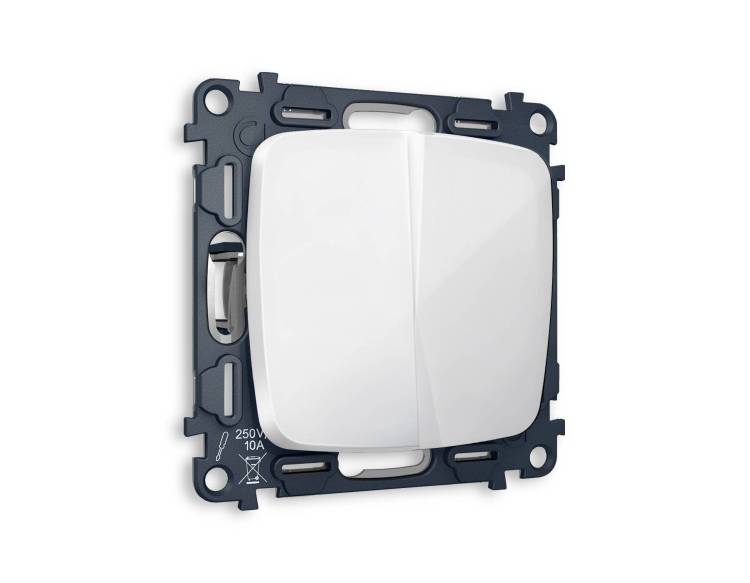 Комплект механизма 2-клавишного перекрестного выключателя Ambrella Volt MO MO103030 белый глянец