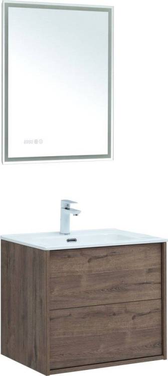 Мебель для ванной Aquanet Lino 60 дуб веллингтон, с раковиной Flat 60