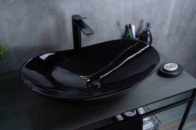 Раковина Gid Lago BL9811 53349 черная глянцевая, 61x37x15