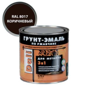 Грунт-эмаль по ржавчине 3 в 1 гладкая алкидная Dali RAL 8017 коричневый 0.75 л