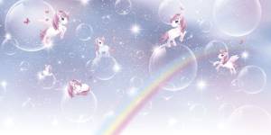 Бесшовные Eco обои Ortograf Little friends 34368 Единороги на радуге 2 Ворс ОЕ