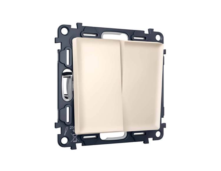 Комплект механизма 2-клавишного перекрестного выключателя Ambrella Volt MA MA323030 бежевый матовый