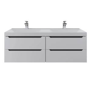 Тумба с раковиной Uperwood Tanos подвесная, двойная, 4 ящика, белая, графит, 120 см