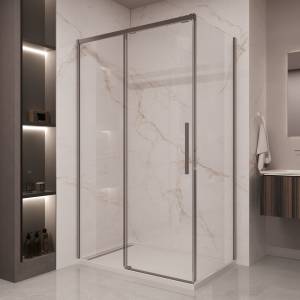 Душевой уголок Vincea Stella VSR-1ST8016CLGM профиль вороненая сталь, стекло прозрачное, 160x80x200
