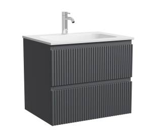 Тумба с раковиной Sancos Snob R (Сноб Р) темный антрацит матовый, 61x45.7x52, раковина CN7011