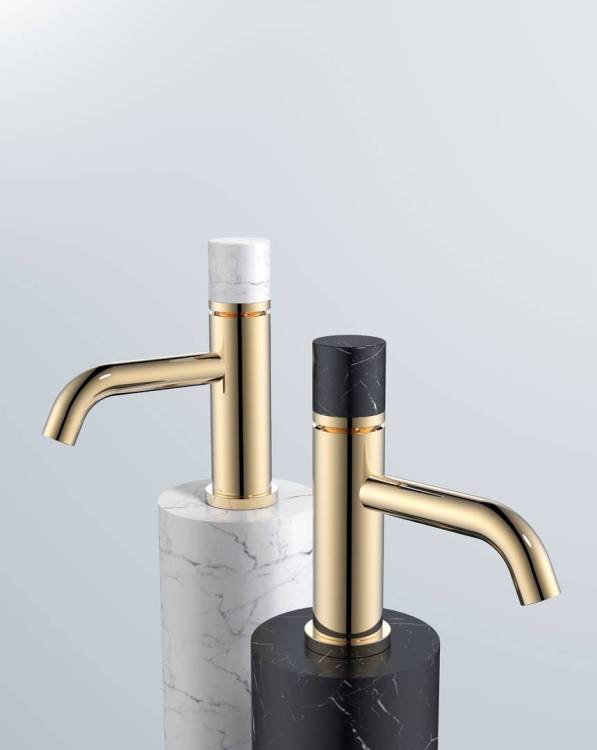 Смеситель для раковины Boheme Stick 121-G-MR-W Gold Mramor White