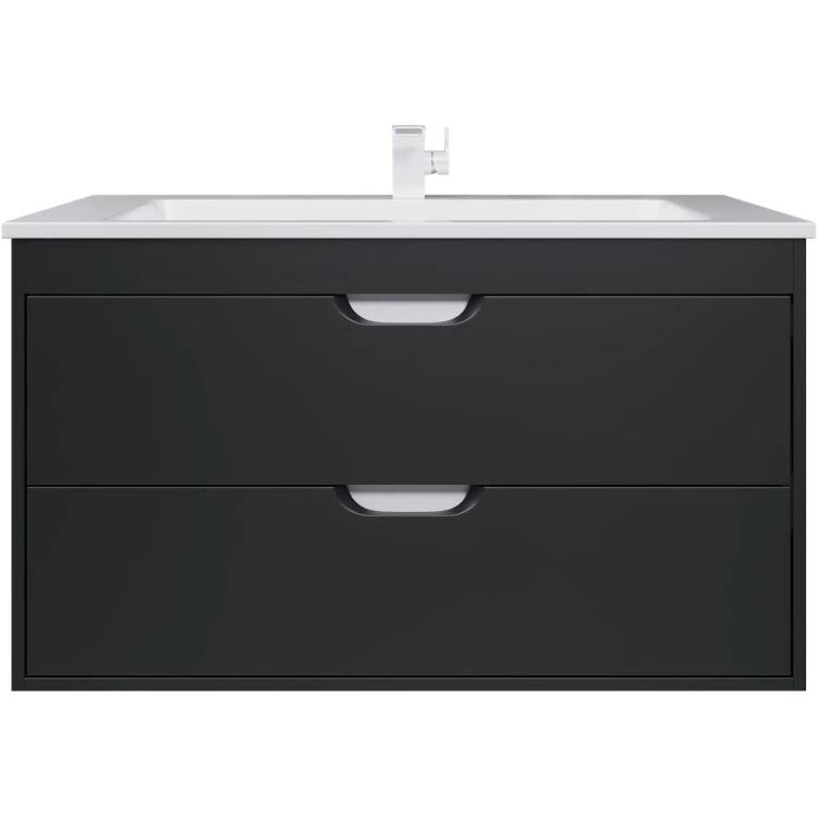 Тумба с раковиной Uperwood Modul 393020553 подвесная, матовая, черная, 100 см