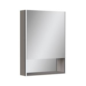 Зеркало-шкаф Equil Smile szSMILEI60.R правый, с подсветкой и розеткой, лен антрацит, 80x60