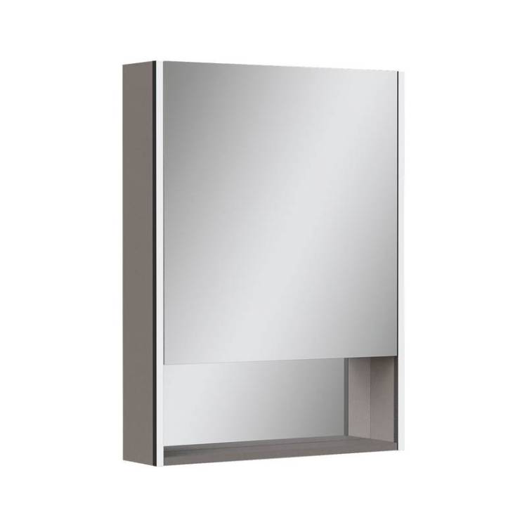 Зеркало-шкаф Equil Smile szSMILEI60.R правый, с подсветкой и розеткой, лен антрацит, 80x60