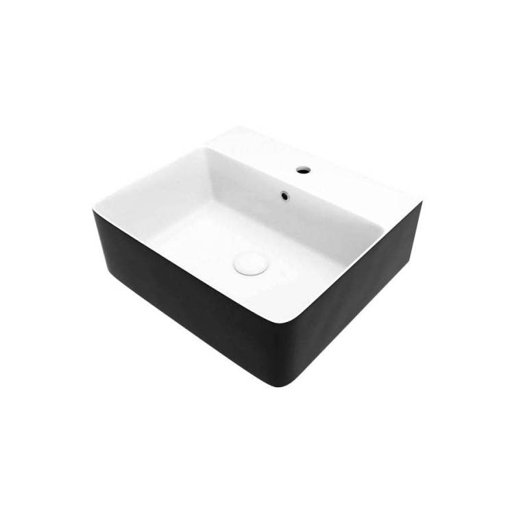 Раковина Teymi Helmi T50271 Duo 47 см, бело-черная глянцевая