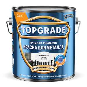 Краска для металла гладкая прямо на ржавчину Topgrade глянцевая белая 2 л