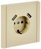 Розетка 1-местная с заземлением, шторками и USB Type A+A IEK Forte&Piano FP-R14-16-U21-D31-K10 ваниль