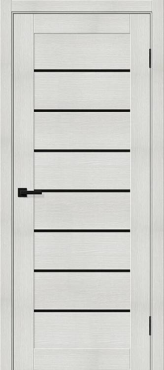 Межкомнатная дверь Остекленная Mr. Wood Браво-22 153-7544 Полотоно Bianco Melinga, Стекло Black Shine 2000х800