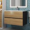 Тумба с раковиной Uperwood Barsa подвесная, черная, дуб сонома, 80 см фото 3