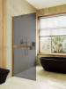 Душевая перегородка MaybahGlass MGD-730-3ш 79x195, стекло графит матовый 8 мм, профиль золото