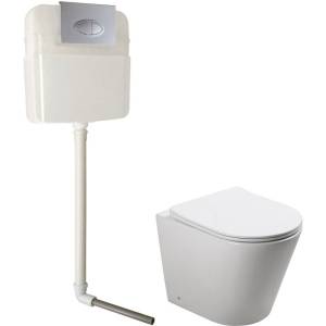 Унитаз SantiLine SL-5020 + SL-02 безободковый, с крышкой-сиденьем микролифт, с кнопкой, с бачком