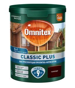Пропитка декоративная для защиты древесины Omnitex Classic Plus палисандр 0.9 л