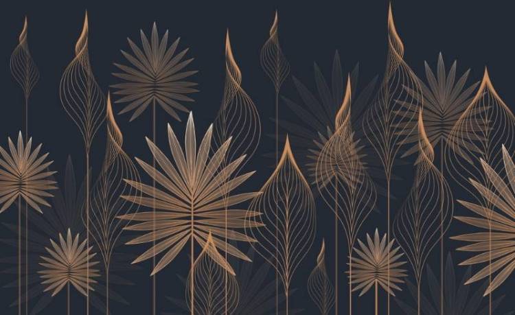 3D Фотообои Artegrafico «Ажурные листья в тёмных тонах» PL-007 канвас