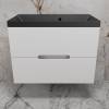 Тумба с раковиной Style Line Матис 80 подвесная, белая матовая, раковина антрацит, 57x80x45