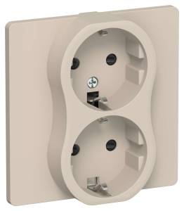 Розетка 2-местная с заземлением и шторками IEK Flite FI-R24C-16-K88 льняной