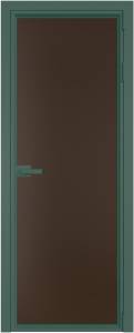 Межкомнатная дверь Profil Doors 1 AV цвет профиля Зеленый воск, стекло безопасное 6 мм монохром шоколад 600x2000