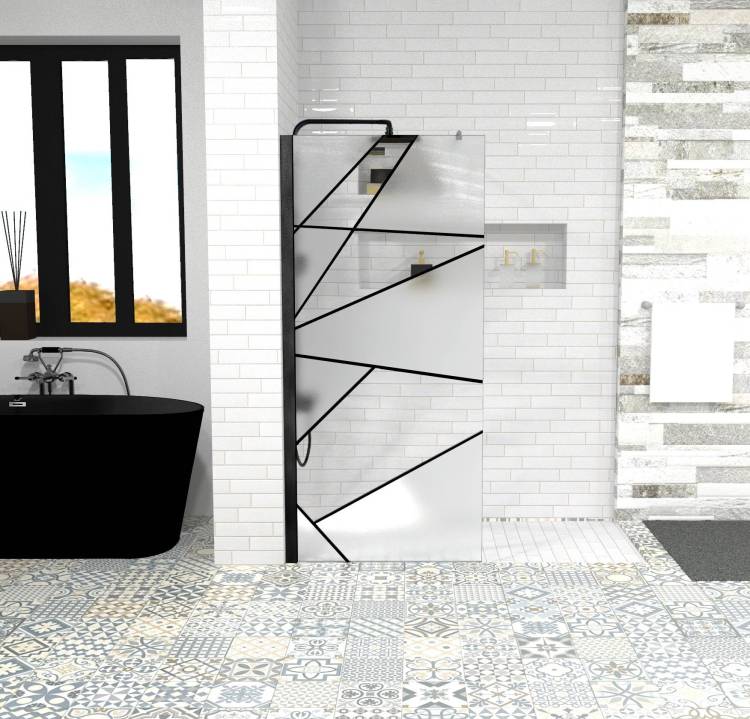 Душевая перегородка Cerutti Spa PICK T90B профиль черный, стекло матовое, 90x120x190