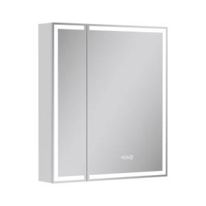 Зеркало-шкаф Equil Corner szCORNER70 с подсветкой, розеткой и часами, белый, 80x70