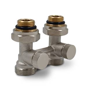 Прямой Н-образный клапан Primoclima Armature PC3412HS для нижнего подключения, 3/4"х1/2", никель