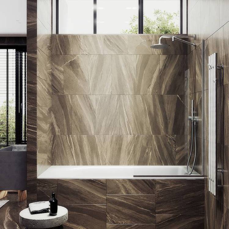 Шторка на ванну MaybahGlass MGV-131-5у стекло прозрачное, профиль хром матовый, 1400x340