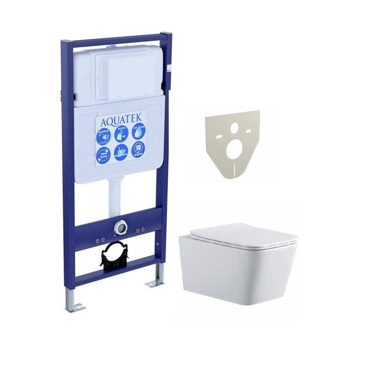Унитаз с инсталляцией Aquatek Либра New с крышкой-сиденьем микролифт
