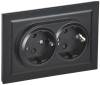 Розетка 2-местная с заземлением и шторками IEK Brite BR-R24-16-K02-F черный