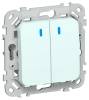 Выключатель 2-клавишный IEK Flite FI-V20-1-10-1-K94 холодный лед