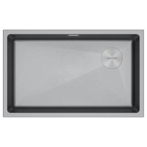 Мойка кухонная Paulmark Lumi 74Uni-Skew LU74SK-GRM Серый Металлик, 76x44