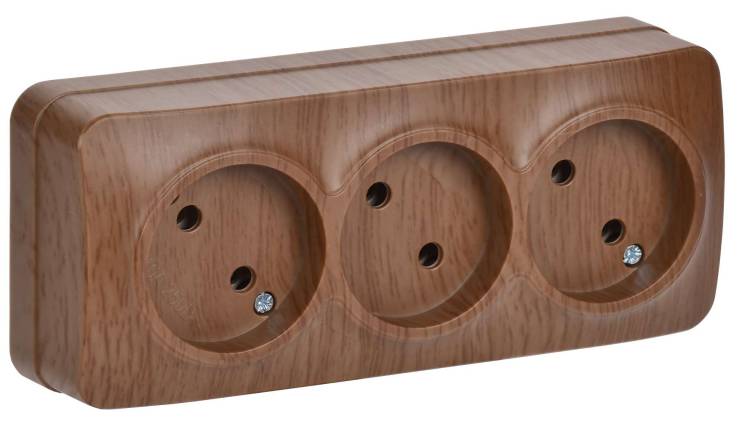Розетка 3-местная IEK Glory ERH30-K24-10 дуб