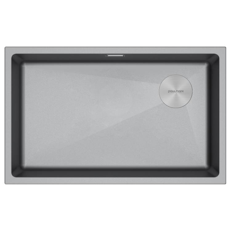 Мойка кухонная Paulmark Lumi 74Uni-Skew LU74SK-GRM Серый Металлик, 76x44