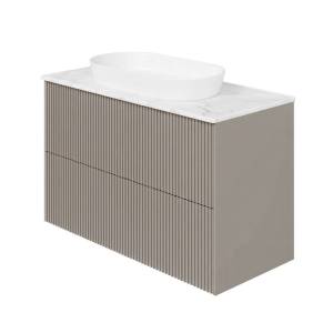 Тумба с раковиной La Fenice Terra Twin Cappuccino NFNC-01-TER-C-100-2-3-M-GG бежевая матовая, 100 см