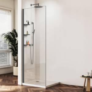 Душевая перегородка Vincea Walk in WS VSW-1HWS800CLGM профиль вороненая сталь, стекло прозрачное, 80x200