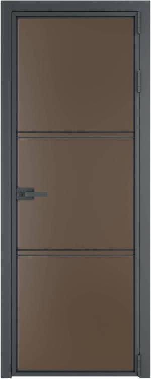 Межкомнатная дверь Profil Doors 3 AX цвет профиля Серая ночь, стекло безопасное 6 мм монохром гляссе 600x2000