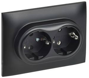Розетка 2-местная с заземлением IEK Skandy SK-R21-16-K02-F черный