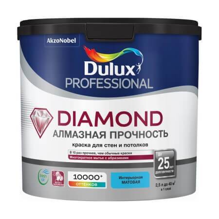 Краска для стен и потолков водно-дисперсионная Dulux Diamond Matt матовая база BW 2.5 л