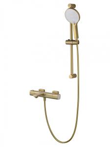 Смеситель для ванны Wonzon & Woghand WW-C2011-A-BG с душевым гарнитуром и термостатом, брашированное золото