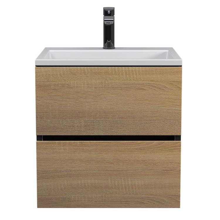 Тумба с раковиной Uperwood Barsa подвесная, черная, дуб сонома, 50 см