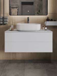 Тумба с раковиной Orange Отто Ot-100TuMDF+B07-540W белая глянцевая, 100 см