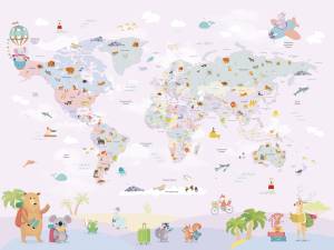 Бесшовные Eco обои Ortograf Little friends 34384 Карта - Лесные путешественники 3 Холст ОЕ-Х